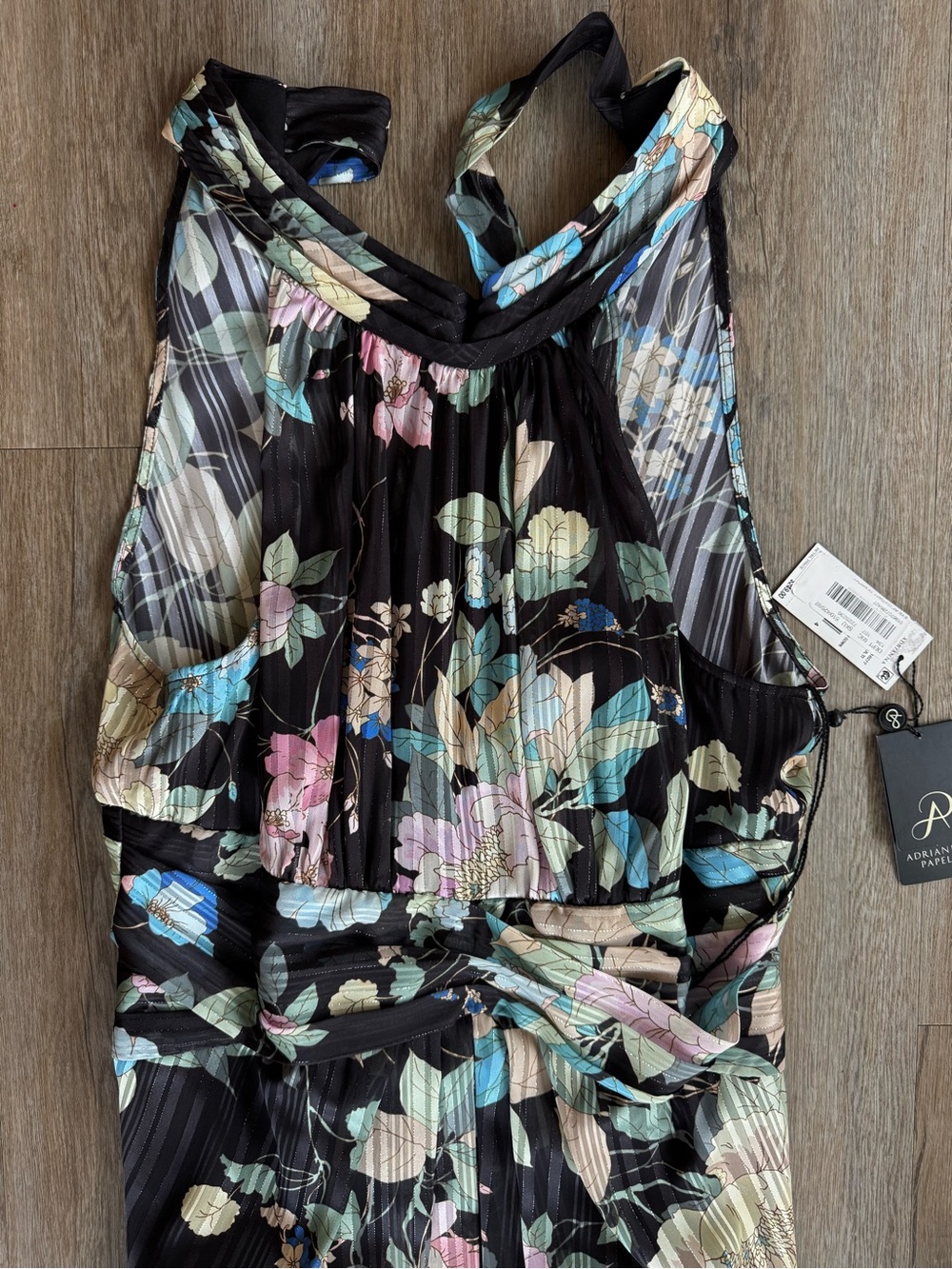 Adrianna Papell Black Floral Halter Maxi Dress - Picture 3 of 6